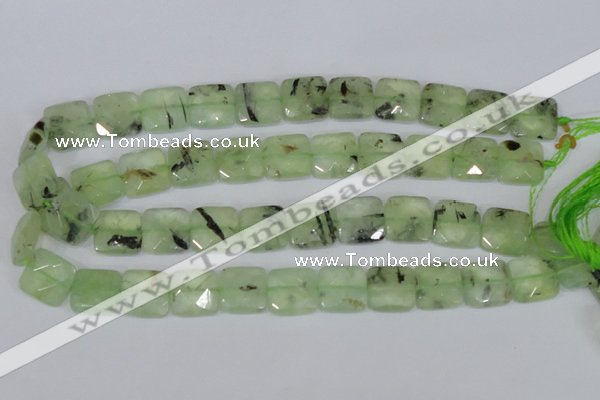 CRU213 15 inches 16*16mm faceted square green rutilated quartz beads