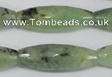 CRU214 15 inches 12*36mm faceted rice green rutilated quartz beads