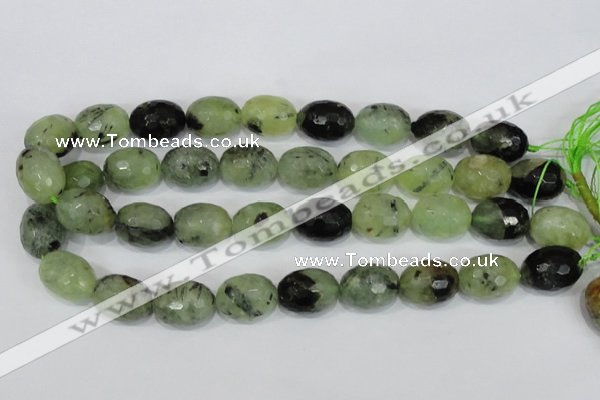 CRU216 15 inches 15*20mm faceted egg shape green rutilated quartz beads