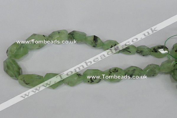 CRU217 12*20mm – 18*25 faceted nuggets green rutilated quartz beads