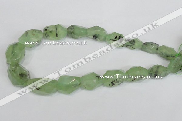 CRU218 15*20mm – 18*25 faceted nuggets green rutilated quartz beads