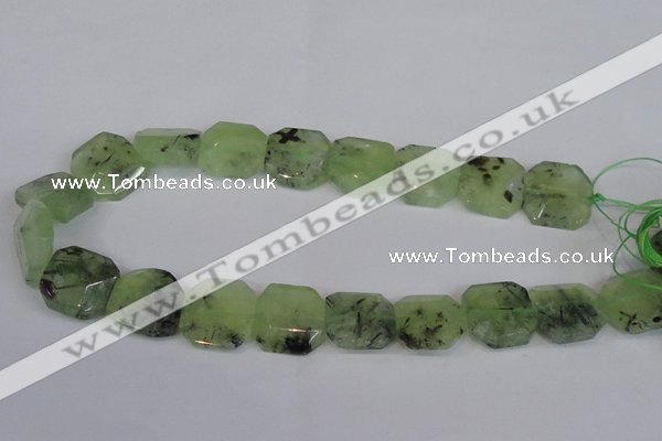 CRU223 15.5 inches 20*20mm freeform green rutilated quartz beads