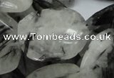 CRU23 15.5 inches 22*30mm faceted freeform black rutilated quartz beads