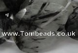 CRU24 15.5 inches 30*40mm faceted freeform black rutilated quartz beads