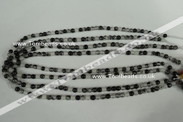 CRU301 15.5 inches 5mm round black rutilated quartz beads
