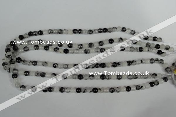 CRU302 15.5 inches 6mm round black rutilated quartz beads