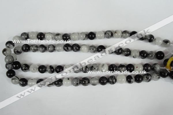 CRU304 15.5 inches 10mm round black rutilated quartz beads