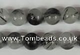 CRU305 15.5 inches 12mm round black rutilated quartz beads