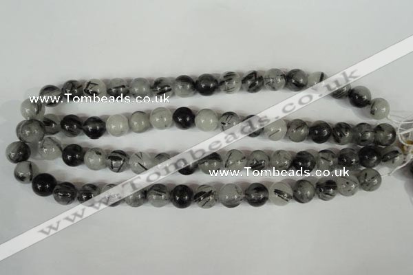 CRU305 15.5 inches 12mm round black rutilated quartz beads