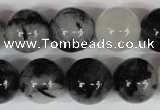 CRU307 15.5 inches 16mm round black rutilated quartz beads