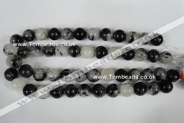 CRU307 15.5 inches 16mm round black rutilated quartz beads