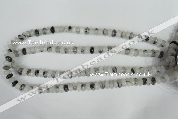 CRU323 15.5 inches 5*8mm rondelle black rutilated quartz beads