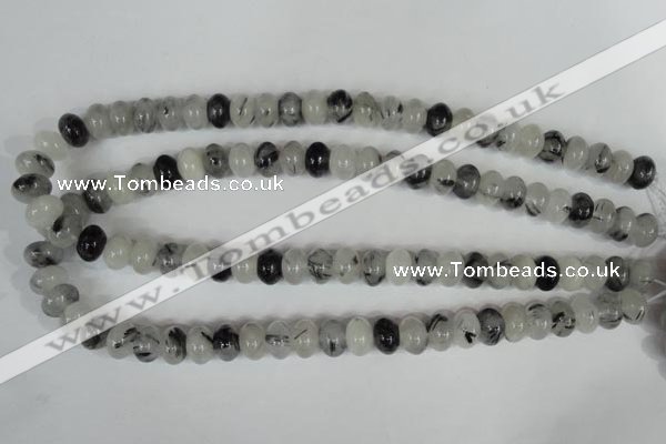 CRU325 15.5 inches 8*12mm rondelle black rutilated quartz beads