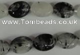 CRU331 15.5 inches 10*14mm oval black rutilated quartz beads