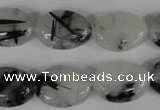 CRU333 15.5 inches 13*18mm oval black rutilated quartz beads