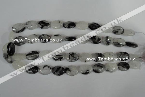 CRU333 15.5 inches 13*18mm oval black rutilated quartz beads