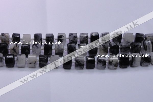 CRU348 11*15*15mm faceted triangle black rutilated quartz beads