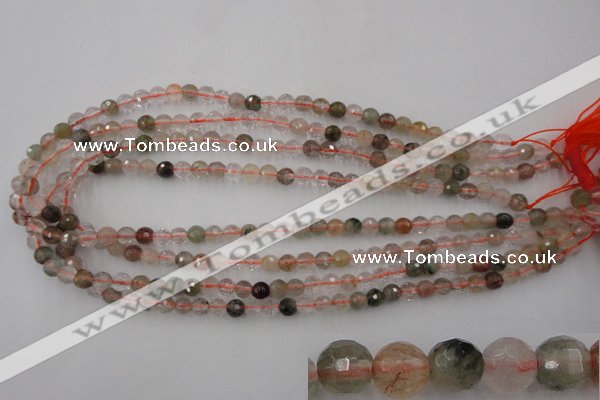 CRU401 15.5 inches 6mm faceted round Multicolor rutilated quartz beads