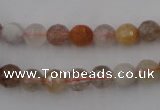 CRU402 15.5 inches 8mm faceted round Multicolor rutilated quartz beads