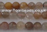 CRU403 15.5 inches 10mm faceted round Multicolor rutilated quartz beads