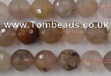 CRU404 15.5 inches 12mm faceted round Multicolor rutilated quartz beads