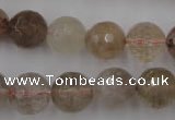 CRU405 15.5 inches 14mm faceted round Multicolor rutilated quartz beads