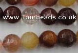 CRU415 15.5 inches 14mm faceted round Multicolor rutilated quartz beads