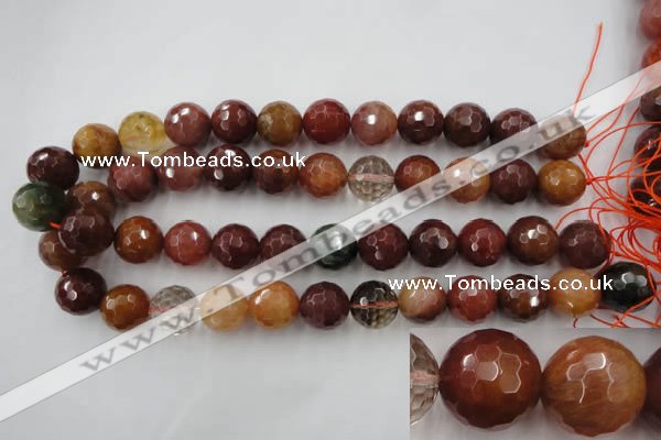 CRU416 15.5 inches 16mm faceted round Multicolor rutilated quartz beads