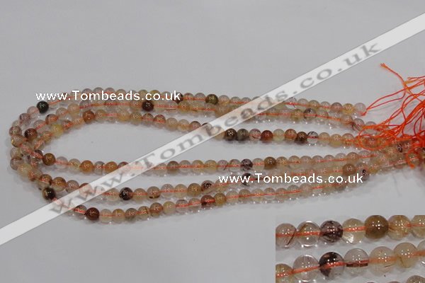 CRU452 15.5 inches 6mm round Multicolor rutilated quartz beads