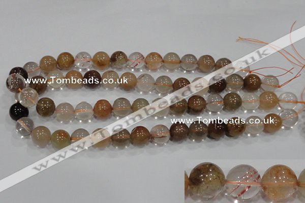 CRU457 15.5 inches 14mm round Multicolor rutilated quartz beads