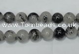 CRU50 15.5 inches 4mm round black rutilated quartz beads wholesale