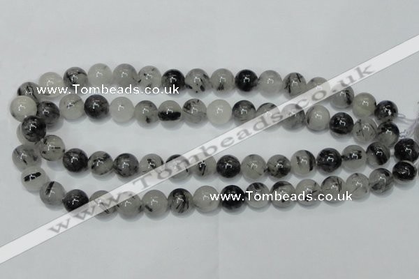 CRU50 15.5 inches 4mm round black rutilated quartz beads wholesale