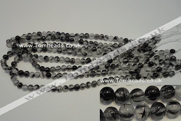 CRU501 15.5 inches 6mm round black rutilated quartz beads wholesale