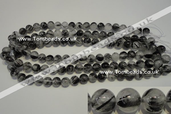 CRU503 15.5 inches 10mm round black rutilated quartz beads wholesale