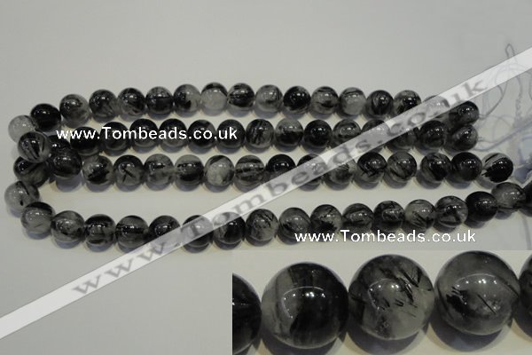 CRU504 15.5 inches 12mm round black rutilated quartz beads wholesale