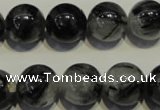 CRU505 15.5 inches 14mm round black rutilated quartz beads wholesale