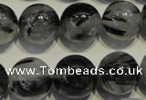 CRU506 15.5 inches 16mm round black rutilated quartz beads wholesale