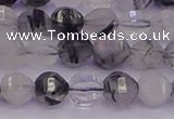 CRU521 15.5 inches 6mm faceted round black rutilated quartz beads