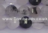 CRU522 15.5 inches 8mm faceted round black rutilated quartz beads