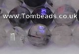 CRU523 15.5 inches 10mm faceted round black rutilated quartz beads