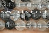 CRU531 15.5 inches 4mm round black rutilated quartz beads