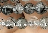 CRU532 15.5 inches 6mm round black rutilated quartz beads