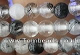 CRU535 15.5 inches 4mm round black rutilated quartz beads wholesale