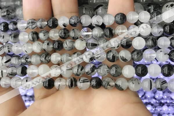 CRU536 15.5 inches 6mm round black rutilated quartz beads wholesale