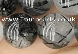 CRU540 15.5 inches 12mm round black rutilated quartz beads wholesale