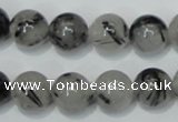 CRU55 15.5 inches 14mm round black rutilated quartz beads wholesale