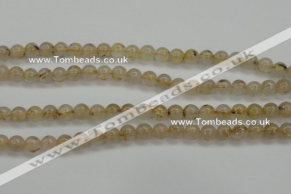 CRU552 15.5 inches 8mm round golden rutilated quartz beads