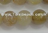 CRU555 15.5 inches 14mm round golden rutilated quartz beads