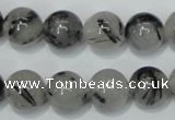 CRU56 15.5 inches 16mm round black rutilated quartz beads wholesale