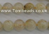 CRU582 15.5 inches 8mm round golden rutilated quartz beads